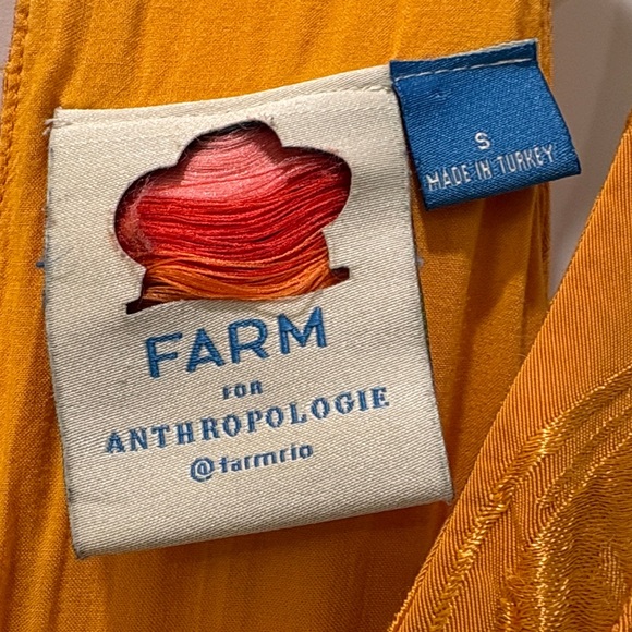 Farm Rio x Anthropologie Orange/Gold V-Neck Tiered Maxi Dress, Size S - Picture 6 of 14